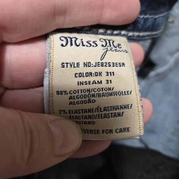 Miss Me Dark Blue Skinny Jeans with Silver Accents - Picture 9 of 11